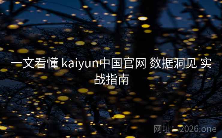 一文看懂 kaiyun中国官网 数据洞见 实战指南