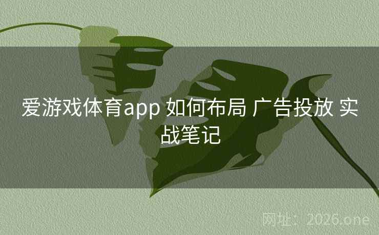 爱游戏体育app 如何布局 广告投放 实战笔记