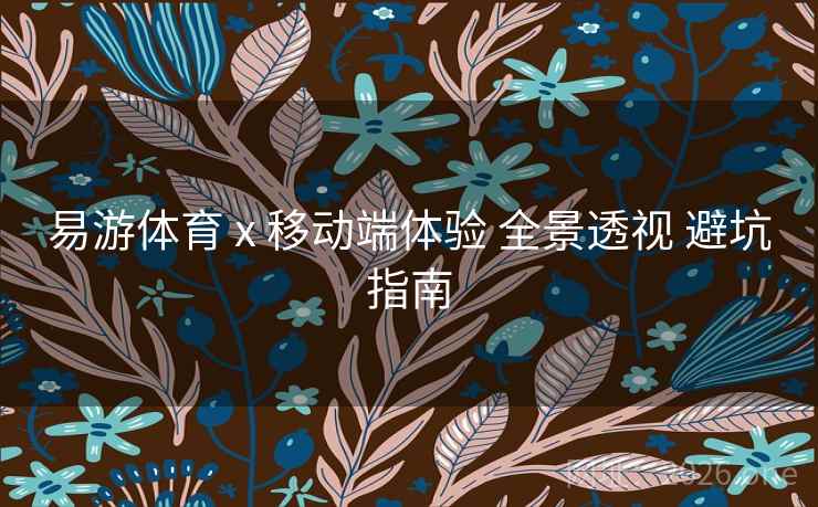 易游体育 x 移动端体验 全景透视 避坑指南